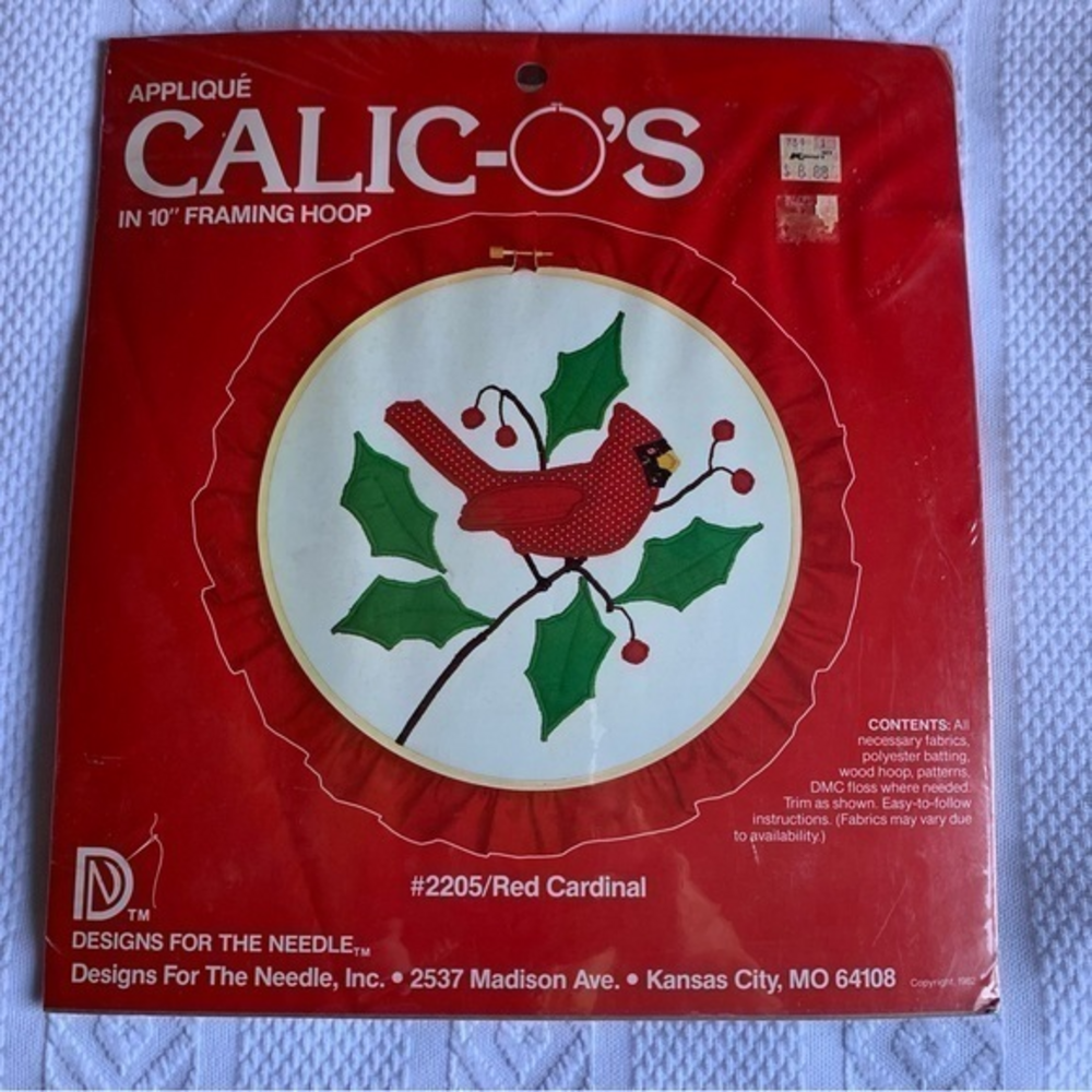 NWT Vintage 1982‎ Designs for the Needle Christmas Cardinal Framing Hoop Art
